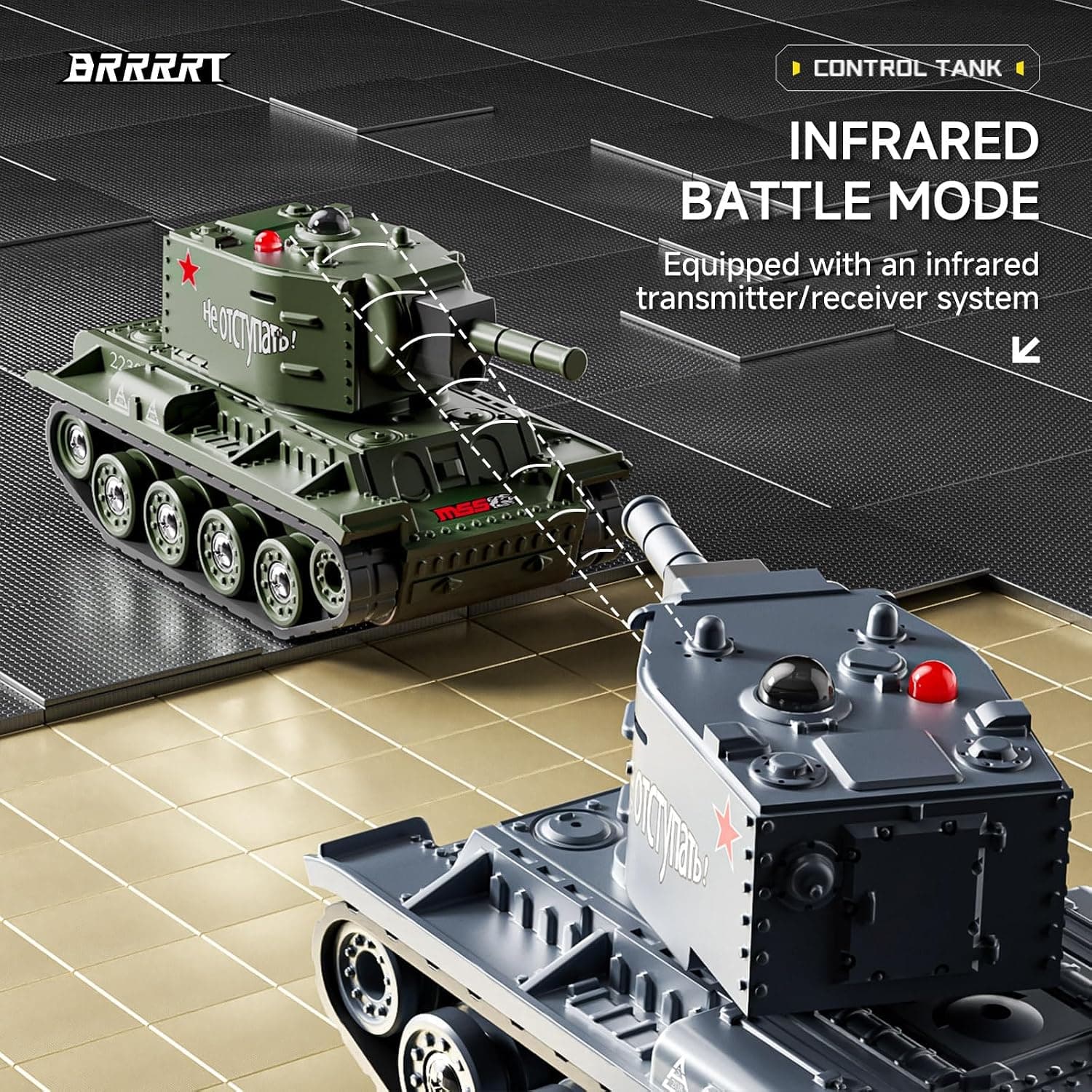 BRRRRT 1:64 Mini RC Battle Tank with 330° Rotating Turret — view 8