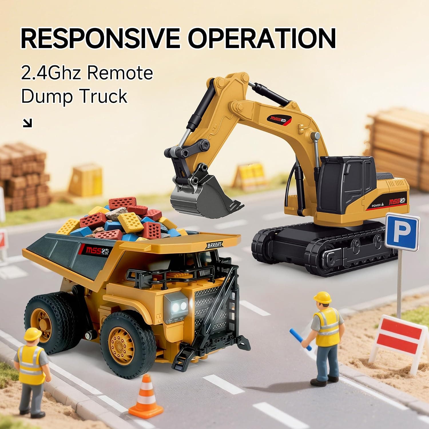 BRRRRT 1:64 Mini RC Dump Truck, 8-Channel Full Proportional Remote Control — view 8